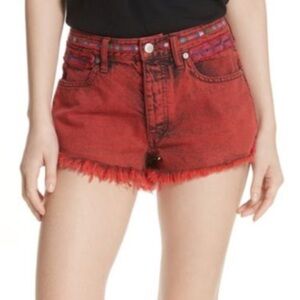 We The Free Sunbreak Button Fly Acid Wash Embroidered Cutoffs Size 30